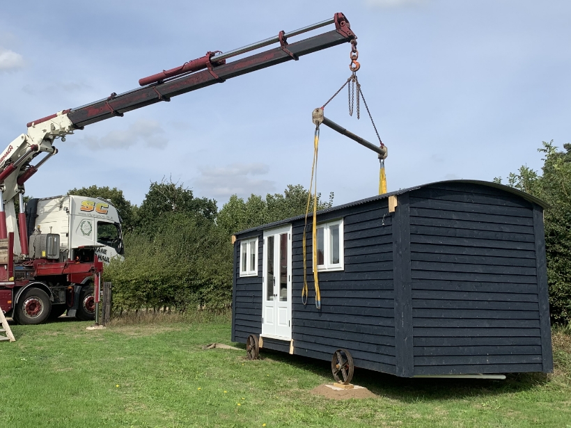 hut with crane